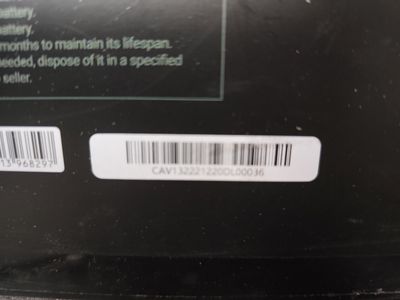 Akumulator #2 — etykieta tylna z numerem seryjnym