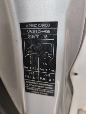 Tablica ciśnień opon (5.0/5.5 bar)